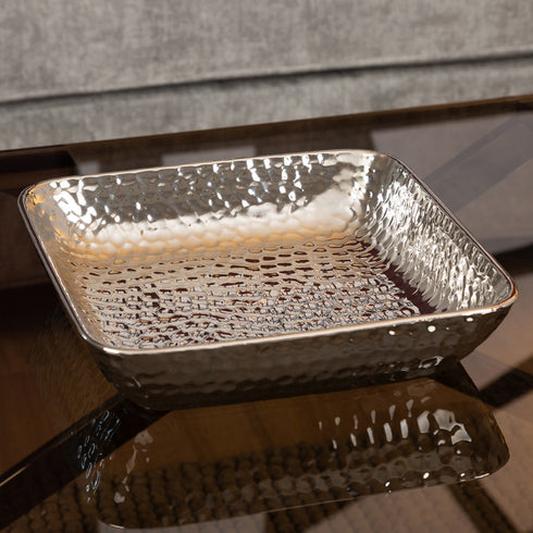 Silver Dimple Ceramic Tray